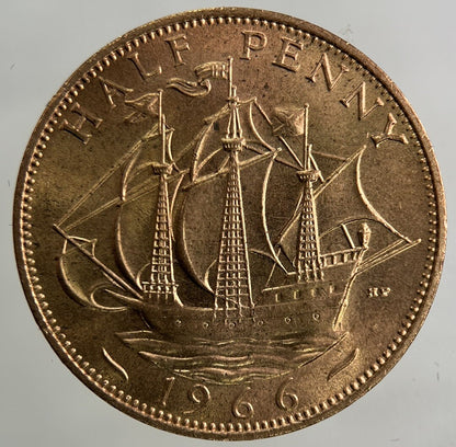 1966 Elizabeth II 2nd Half-Penny Coin | Very Fine Grade