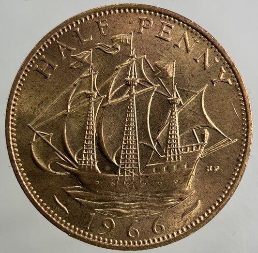 1966 Elizabeth II 2nd Half-Penny Coin | Very Fine Grade
