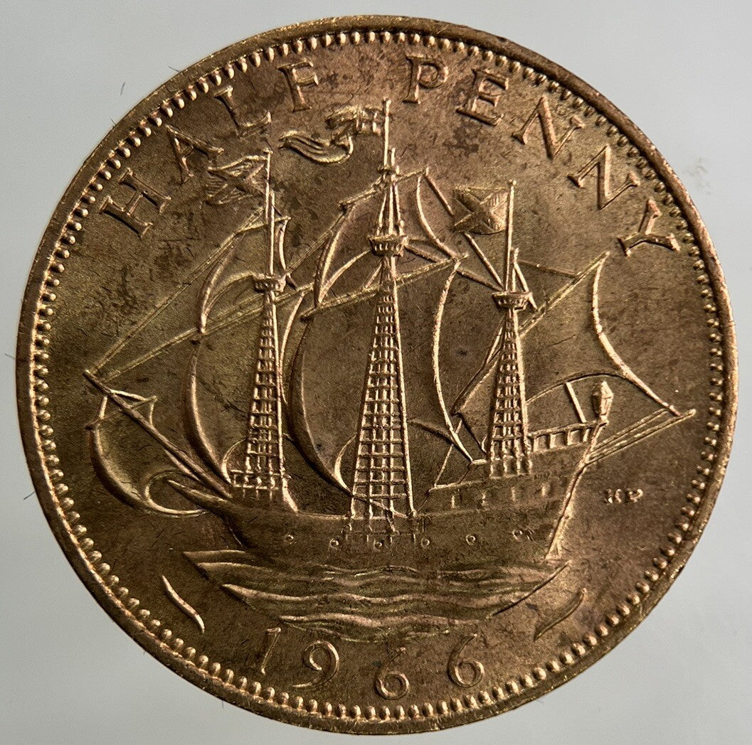 1966 Elizabeth II 2nd Half-Penny Coin | Very Fine Grade