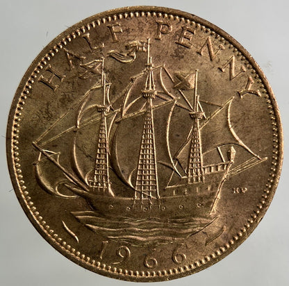 1966 Elizabeth II 2nd Half-Penny Coin | Very Fine Grade