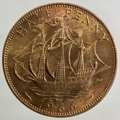 1966 Elizabeth II 2nd Half-Penny Coin | Very Fine Grade