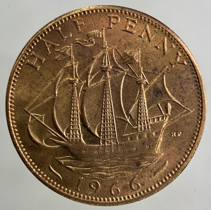 1966 Elizabeth II 2nd Half-Penny Coin | Very Fine Grade