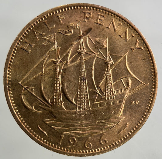 1966 Elizabeth II 2nd Half-Penny Coin | Very Fine Grade