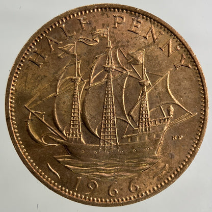 1966 Elizabeth II 2nd Half-Penny Coin | Very Fine Grade