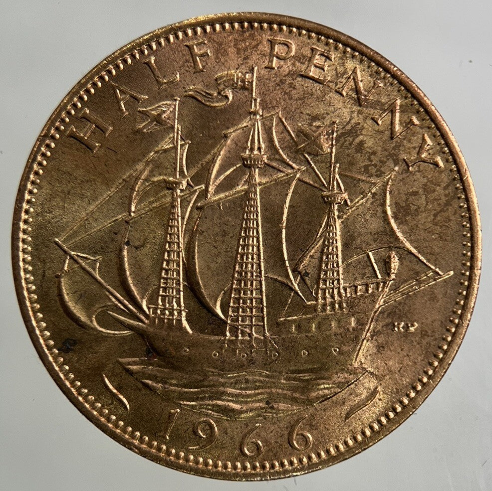 1966 Elizabeth II 2nd Half-Penny Coin | Very Fine Grade