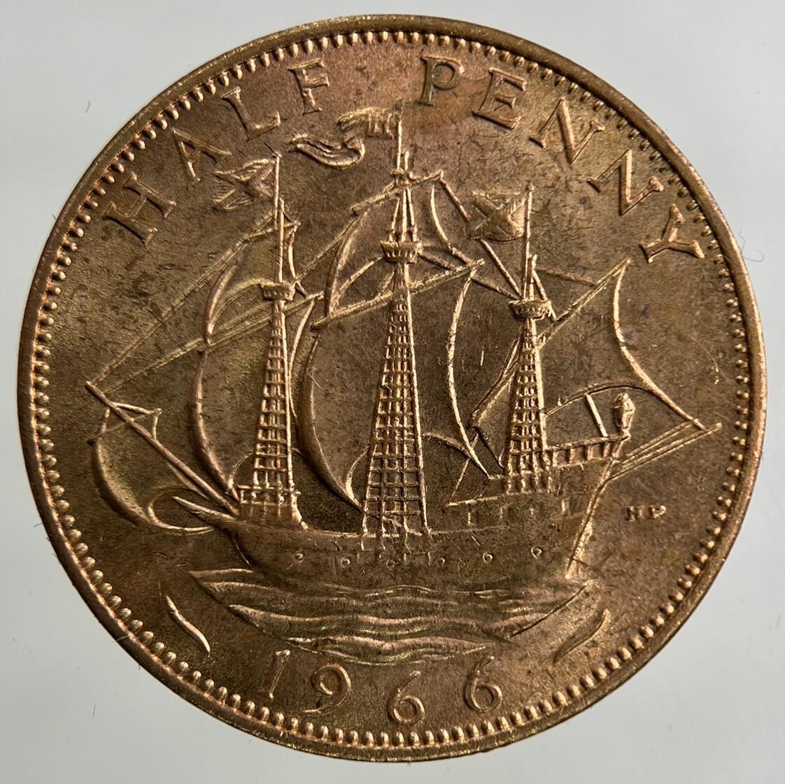 1966 Elizabeth II 2nd Half-Penny Coin | Very Fine Grade