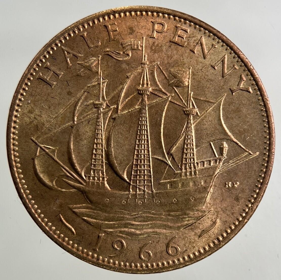 1966 Elizabeth II 2nd Half-Penny Coin | Very Fine Grade