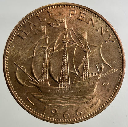 1966 Elizabeth II 2nd Half-Penny Coin | Very Fine Grade