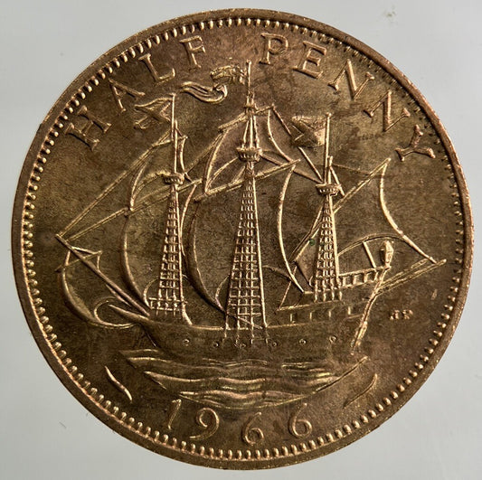 1966 Elizabeth II 2nd Half-Penny Coin | Very Fine Grade