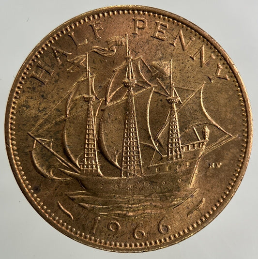 1966 Elizabeth II 2nd Half-Penny Coin | Very Fine Grade
