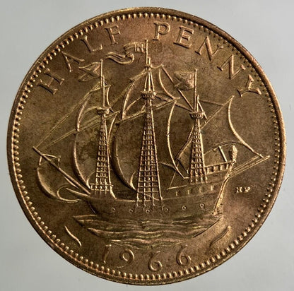 1966 Elizabeth II 2nd Half-Penny Coin | Very Fine Grade