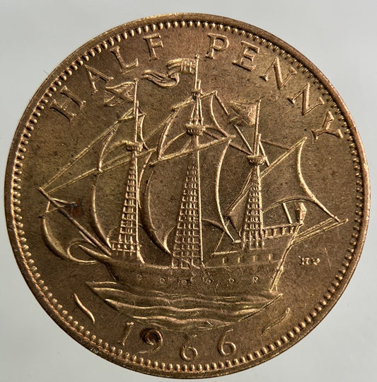 1966 Elizabeth II 2nd Half-Penny Coin | Very Fine Grade