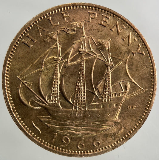1966 Elizabeth II 2nd Half-Penny Coin | Very Fine Grade