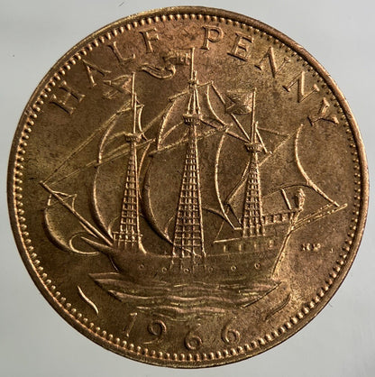 1966 Elizabeth II 2nd Half-Penny Coin | Very Fine Grade