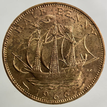 1966 Elizabeth II 2nd Half-Penny Coin | Very Fine Grade