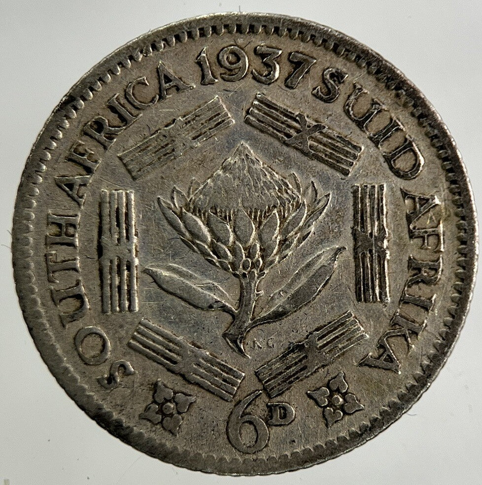 1937 South Africa Sixpence Silver Coin | Fine Collectable Grade
