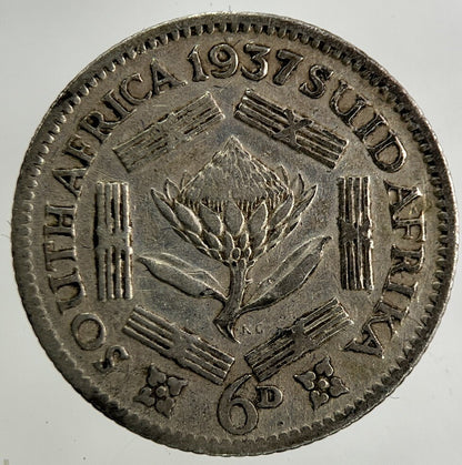 1937 South Africa Sixpence Silver Coin | Fine Collectable Grade