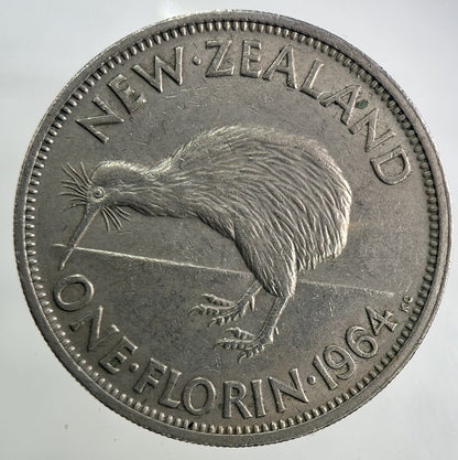 1964 New Zealand Florin Coin | Very High Grade
