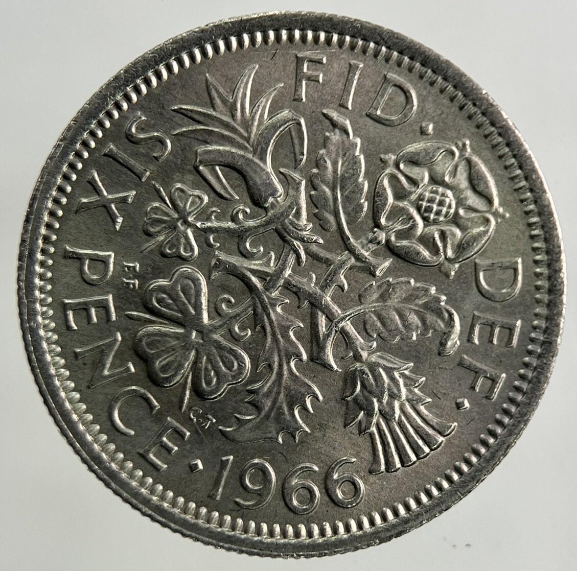1966 Elizabeth II 2nd Sixpence Coin | Very Fine Grade
