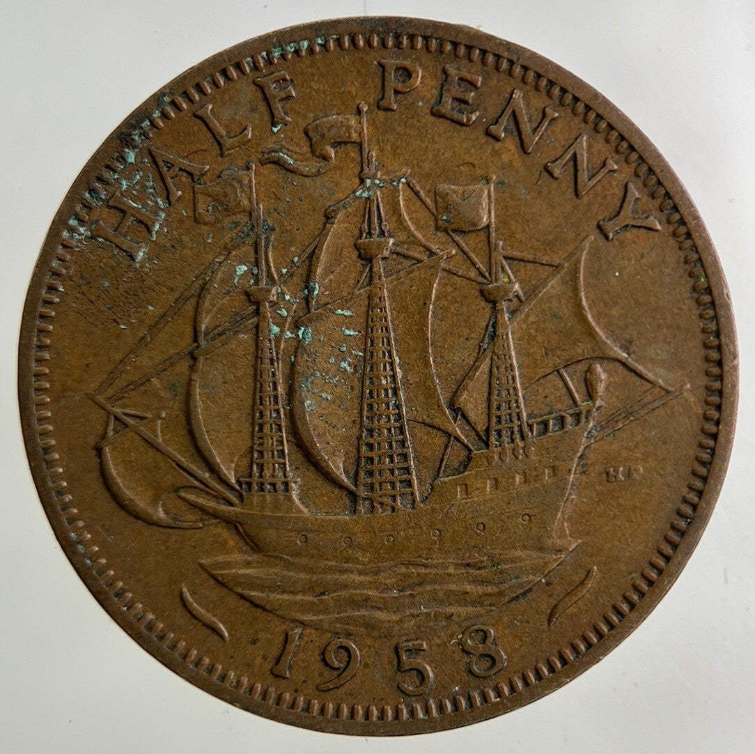 1958 Elizabeth II 2nd Half-Penny Coin | Fine Collectable Grade