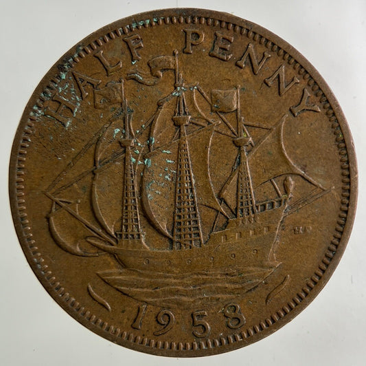 1958 Elizabeth II 2nd Half-Penny Coin | Fine Collectable Grade