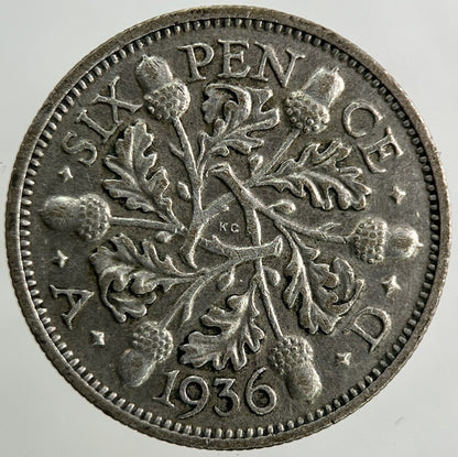 1936 George V Sixpence Silver Coin | Very High Grade