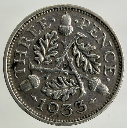 1933 George V Threepence Silver Coin | Fine Collectable Grade