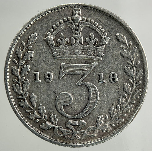 1918 George V Threepence Silver Coin | Fine Collectable Grade
