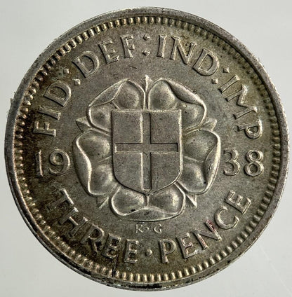 1938 George VI Threepence Silver Coin | Very High Grade