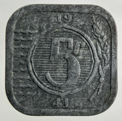 1941 Netherlands 5 Cents Coin | Fine Collectable Grade