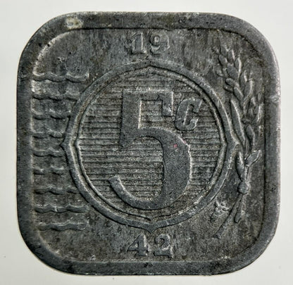 1942 Netherlands 5 Cents Coin | Fine Collectable Grade