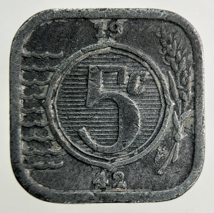 1942 Netherlands 5 Cents Coin | Fine Collectable Grade