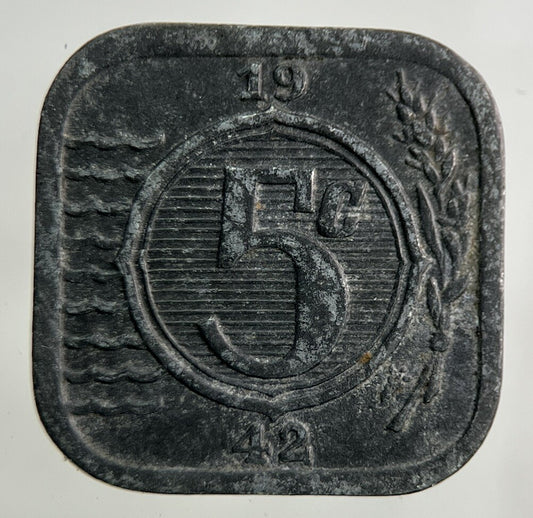 1942 Netherlands 5 Cents Coin | Fine Collectable Grade