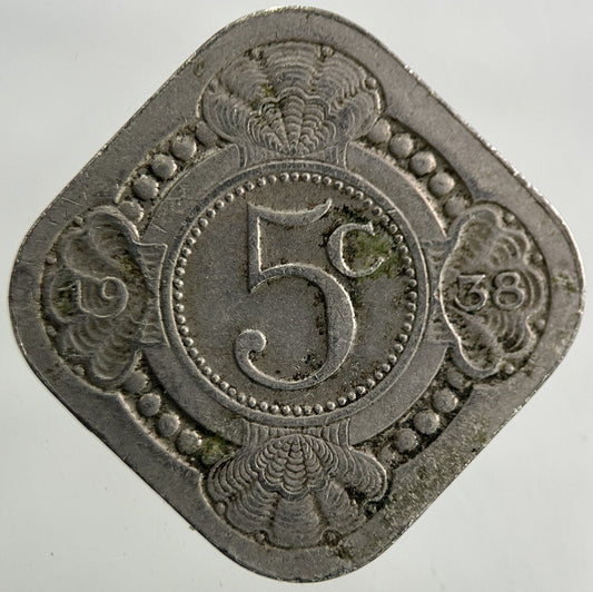 1938 Netherlands 5 Cents Coin | Fine Collectable Grade