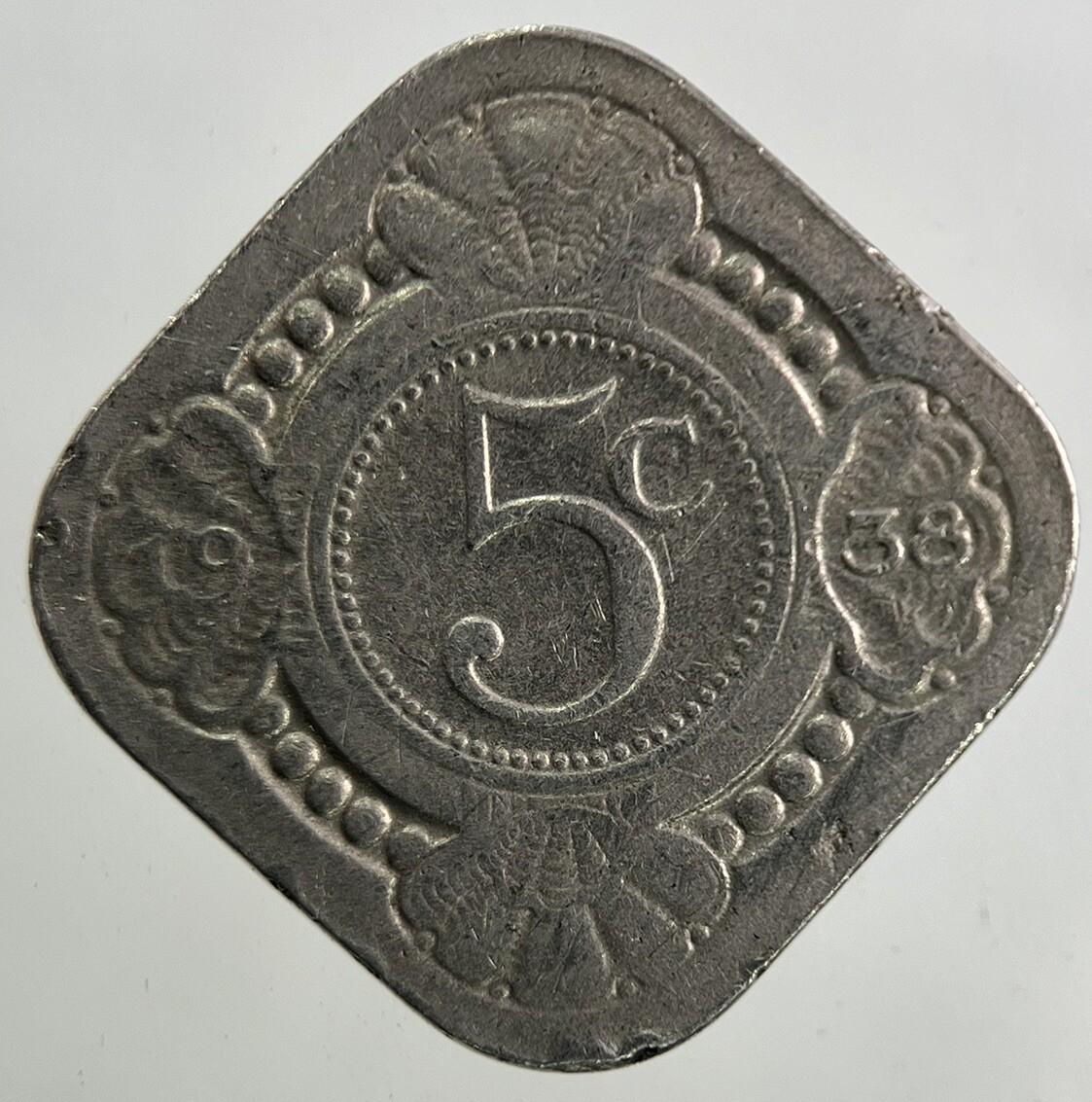 1938 Netherlands 5 Cents Coin | Fine Collectable Grade