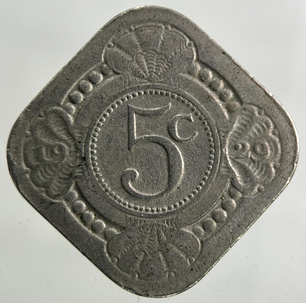 1929 Netherlands 5 Cents Coin | Fine Collectable Grade