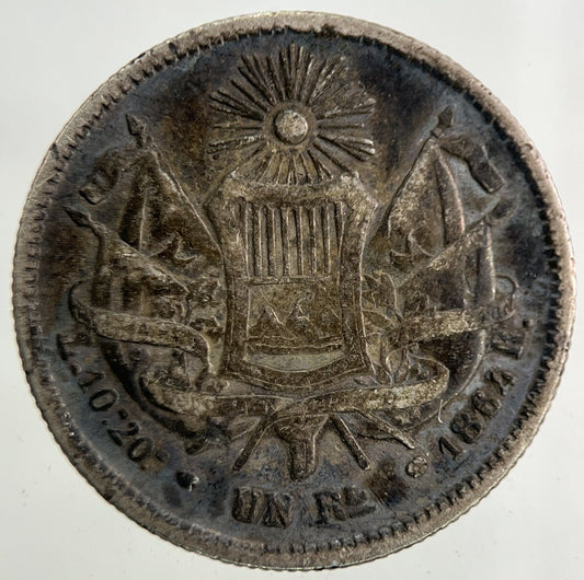 1862 Guatemala Un 1 Real Silver Coin | Fine Collectable Grade