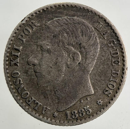 1885 Spain 50 Centimos Silver Coin | Fine Collectable Grade