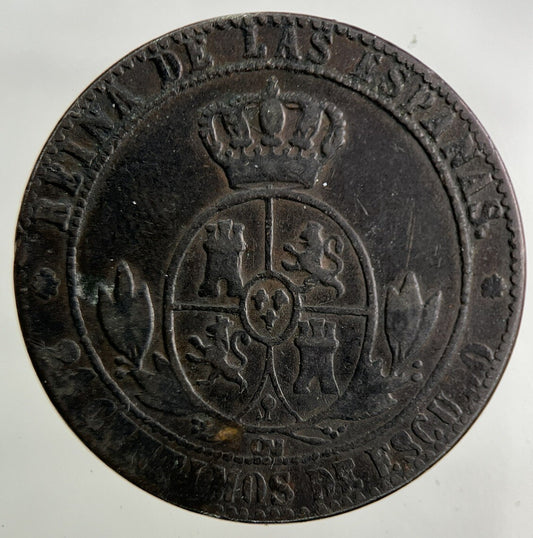 1867 Spain 2 1/2 Centimos Coin | Fine Collectable Grade