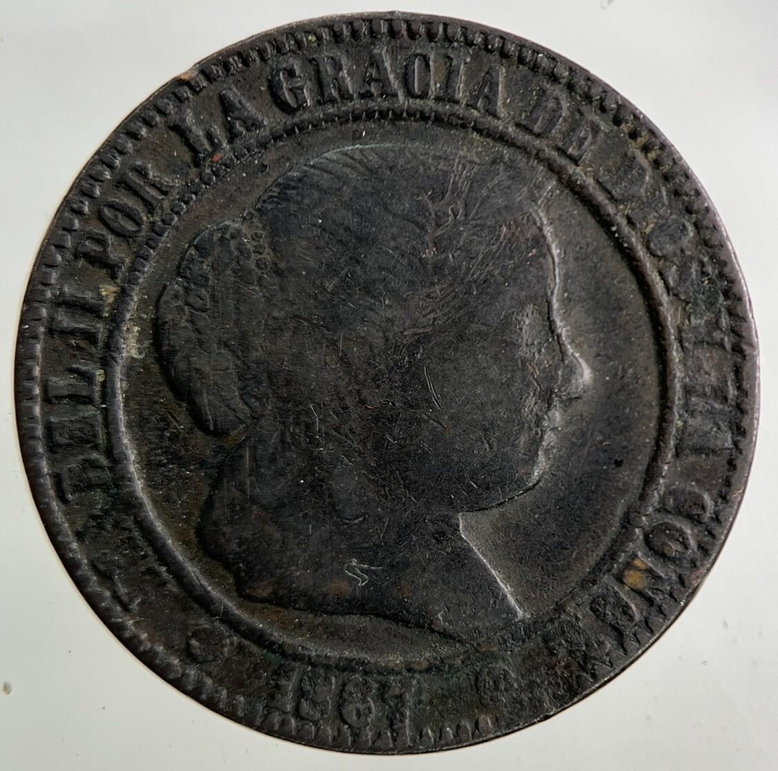 1867 Spain 2 1/2 Centimos Coin | Fine Collectable Grade