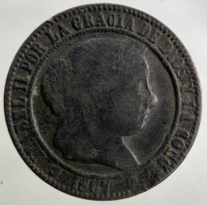 1867 Spain 2 1/2 Centimos Coin | Fine Collectable Grade