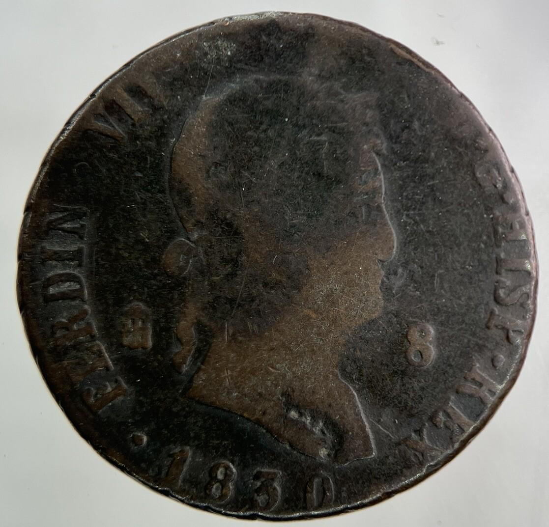 1830 Spain 8 Maravedis Coin | Collectable Grade