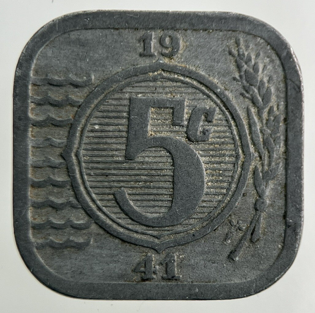 1941 Netherlands 5 Cents Coin | Fine Collectable Grade
