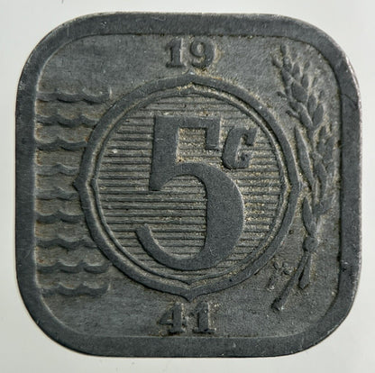 1941 Netherlands 5 Cents Coin | Fine Collectable Grade