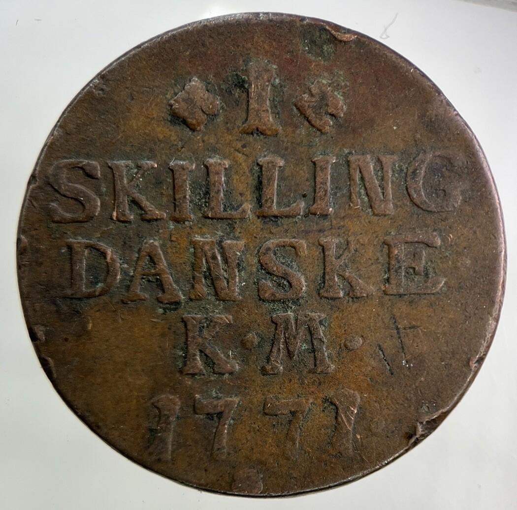 1771 Denmark 1 Skilling Coin | Fine Collectable Grade