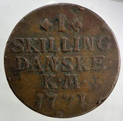 1771 Denmark 1 Skilling Coin | Fine Collectable Grade