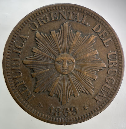 1869 Uruguay 4 Centesimos Coin | Fine Collectable Grade