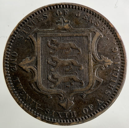1871 Jersey 1/26 One Twenty-Sixth Of A Shilling Coin | Fine Collectable Grade