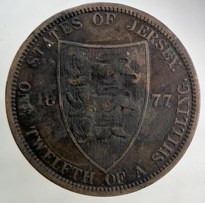 1877 Jersey 1/12 One Twelfth Of A Shilling Coin | Collectable Grade