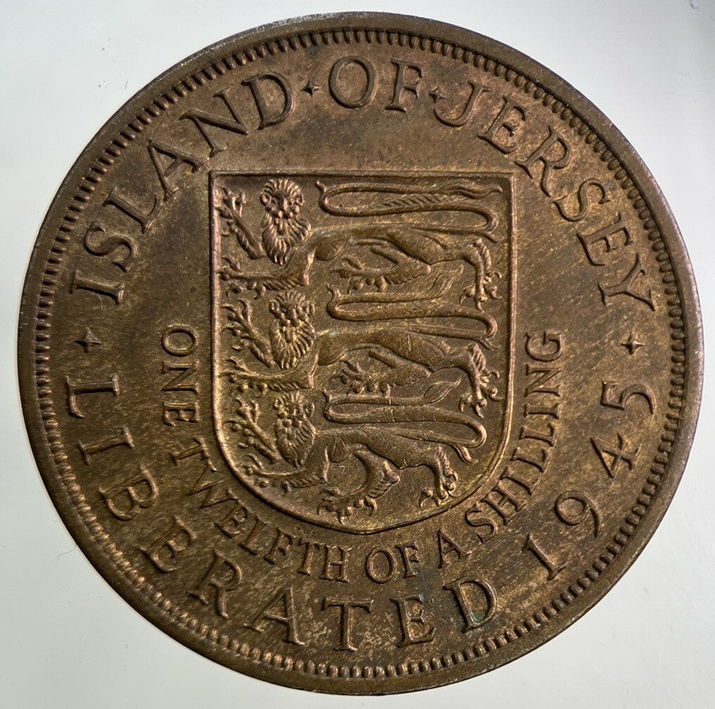 1945 Jersey 1/12 One Twelfth Of A Shilling Coin | Very High Grade